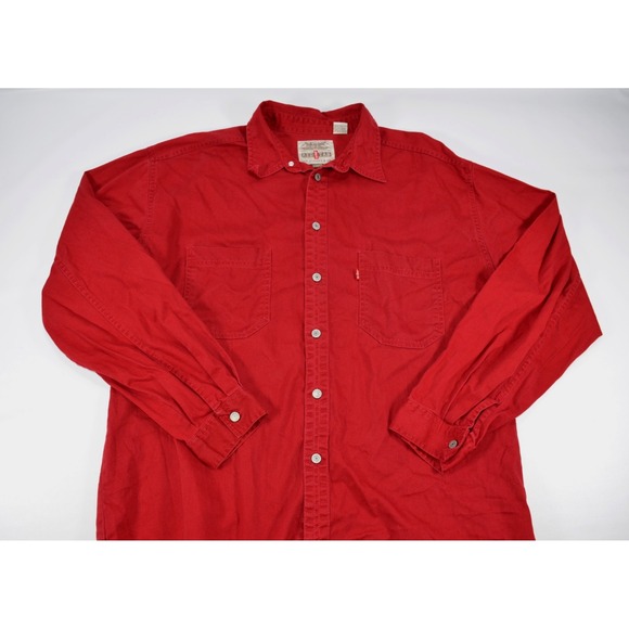 Vintage Levis Red Tab Shirt Mens Large Button Up Long‎ Sleeve Denim Western 90s - Picture 1 of 16